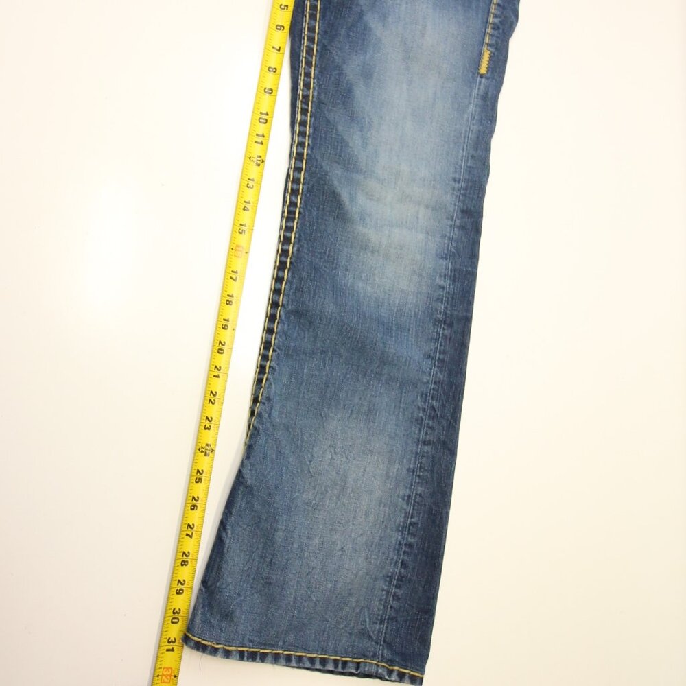 True Religion Billy Super T Thick Stitch Blue Jeans Mens 31 USA Fades Flap Boot - Picture 16 of 16